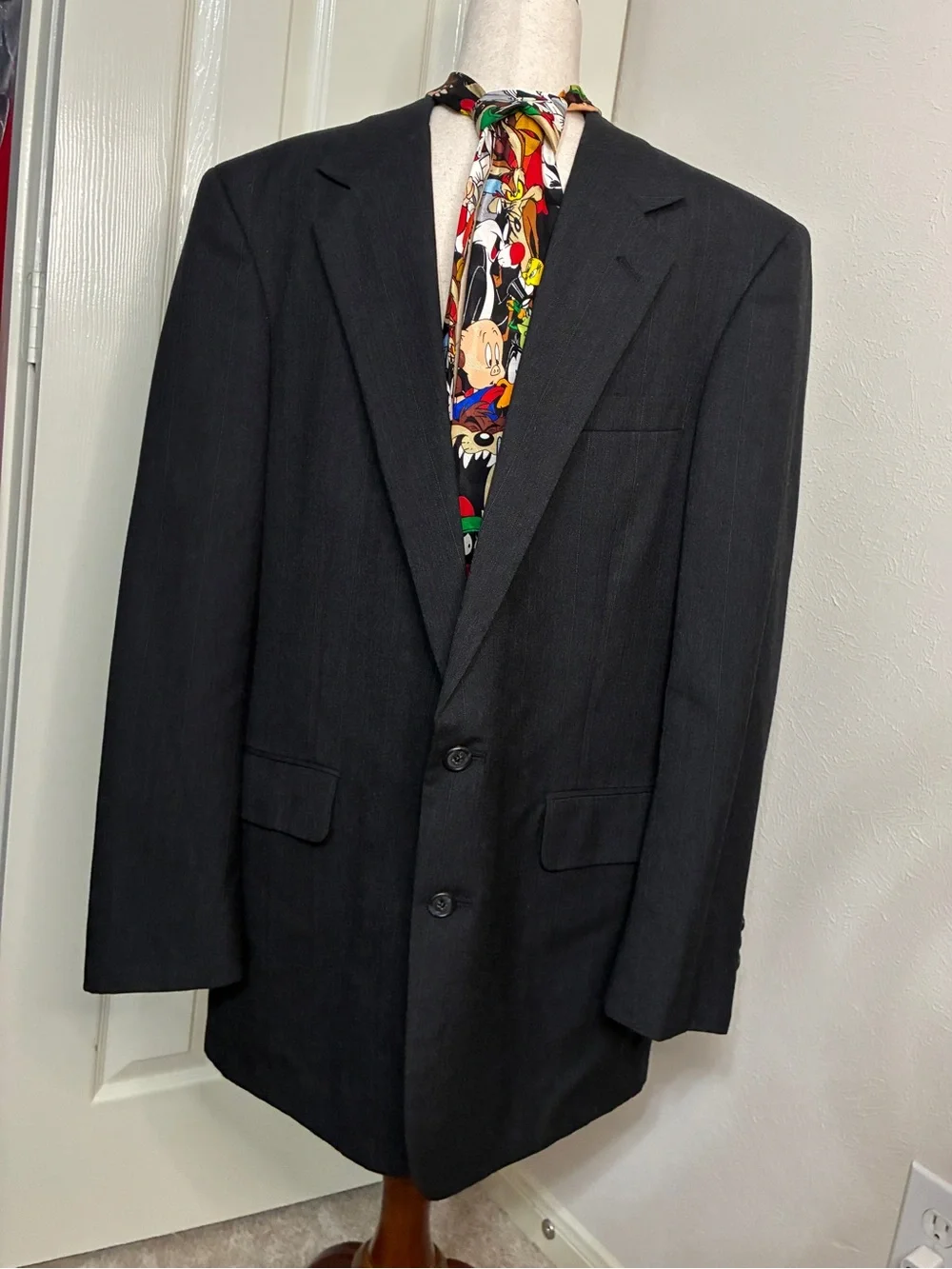 Macy’s Christopher Hayes Men’s Size 44L Vintage 100% Wool 2-Button Blazer Blk